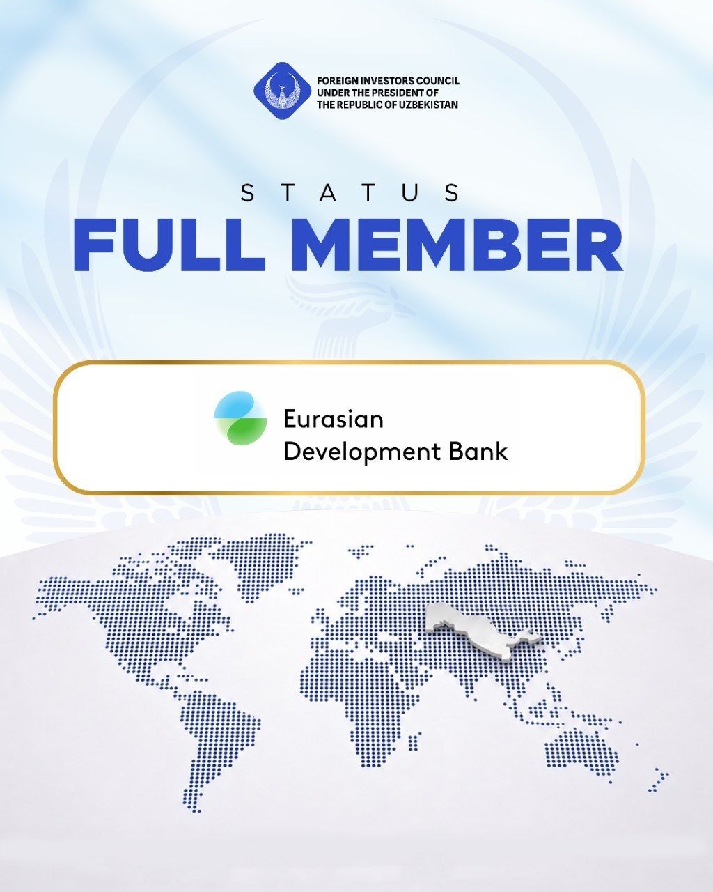 EDB Becomes Full Member of the Foreign Investors Council under the President of the Republic of Uzbekistan